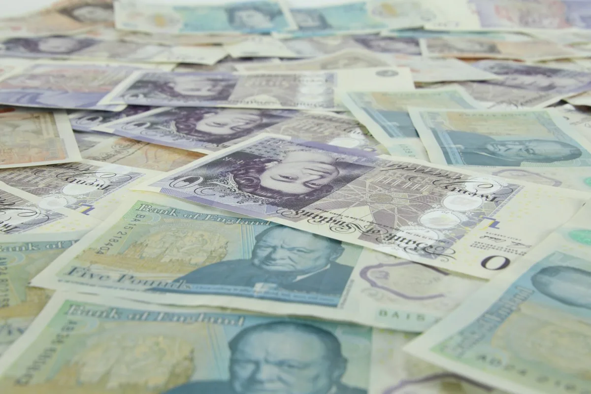 British pound banknotes representing the money needed to show for a UK student visa