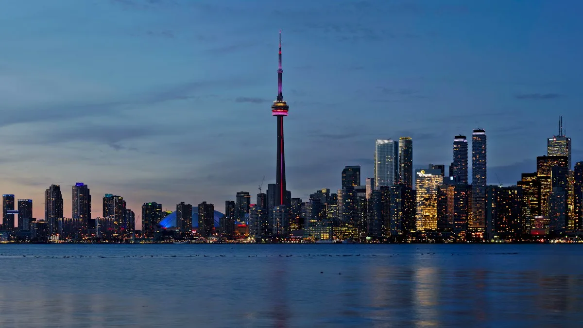 Toronto skyline at night, home of the University of Toronto Pearson Scholarship