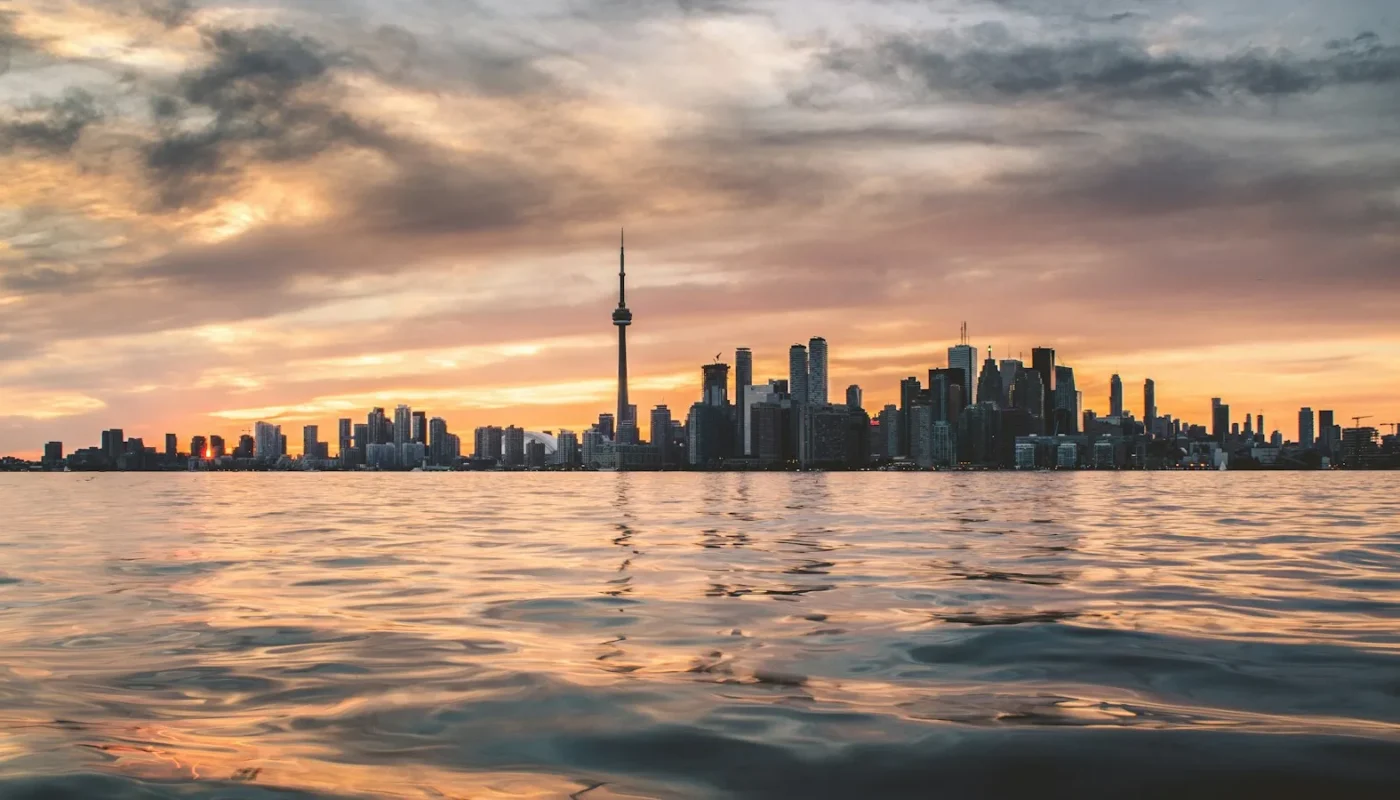 Toronto skyline across Lake Ontario for a guide to the Canada work permit