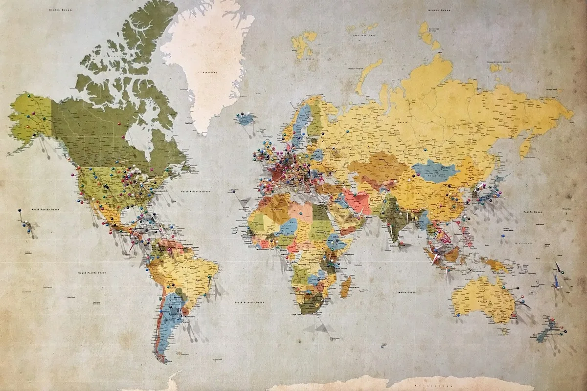 World map used to choose where to study abroad