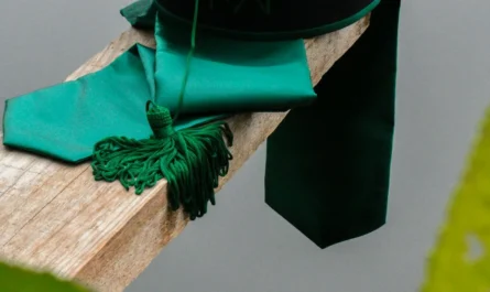 Graduation cap with a green tassel representing a scholarship award